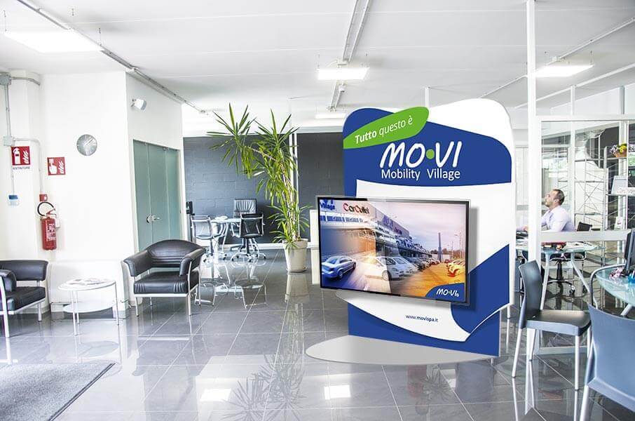 Mo.VI - Mobility Village Totem Monitor branding